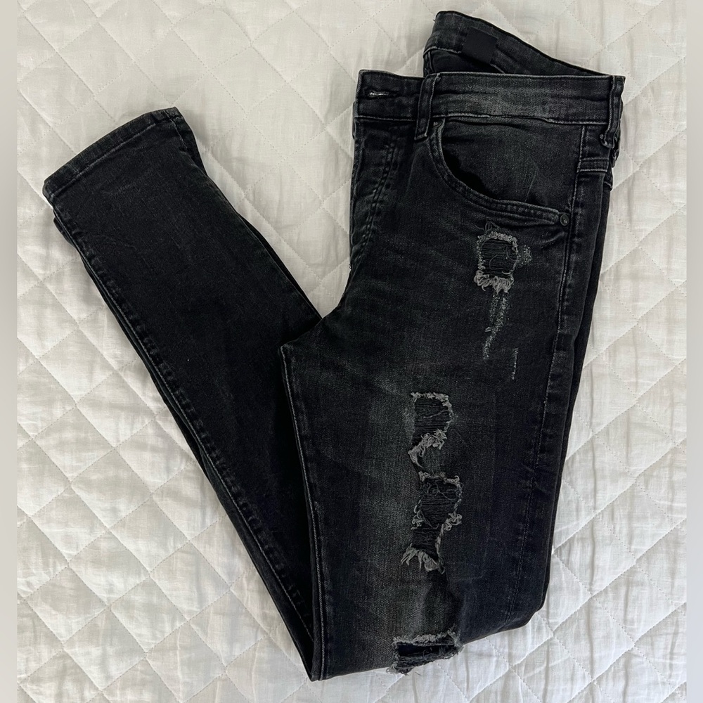 Men’s Distressed Black Skinny Jeans